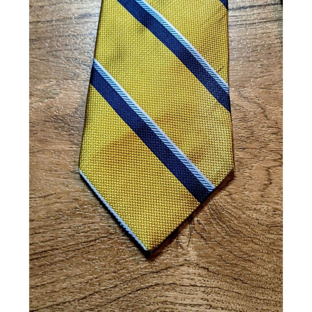 Brooks Brothers 346 Yellow Navy Striped Silk Tie